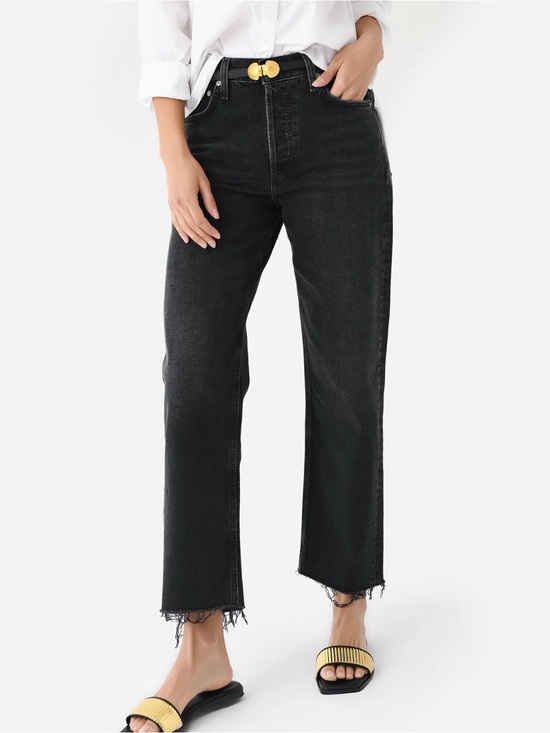 Citizens Of Humanity Denim - Citizens of Humanity Florence Black Distressed Hem Jeans - Size 27